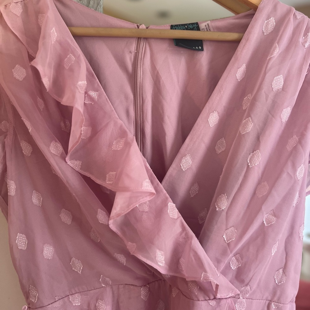 Pink Ruffled Wrap Dress - Picture 2 of 4